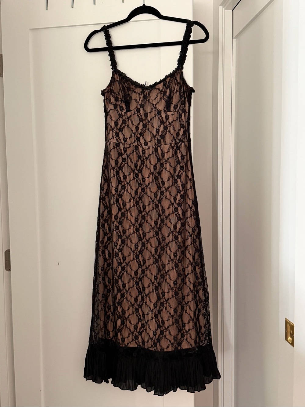 Commense Lace Patchwork Cami Midi Dress Black Nude NWT - Picture 6 of 9
